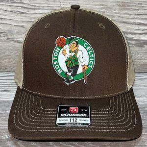 Boston Celtics 3D Snapback Trucker Hat- Brown/ Tan